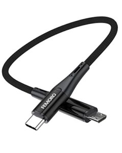 usb c to micro usb cable, femoro 1 feet micro usb to usb c cable 480mbps otg braided short type c to micro usb cable compatible for macbook pro galaxy s22 s21 s10 pixel 5 4 3 2 kindle lg htc