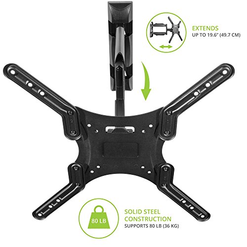 Kanto M300 Full Motion TV Wall Mount for 26 to 55-in TVs | Articulating Arm with 19" of Extension | Easy Tilt Design | 5" Offset | VESA Compatible TV Bracket | Heavy-Duty Steel | Black