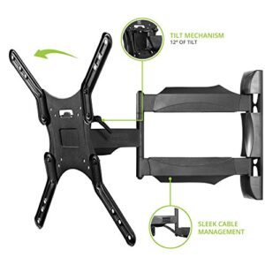 Kanto M300 Full Motion TV Wall Mount for 26 to 55-in TVs | Articulating Arm with 19" of Extension | Easy Tilt Design | 5" Offset | VESA Compatible TV Bracket | Heavy-Duty Steel | Black