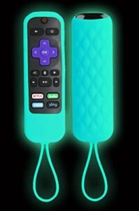 tokerse glow remote cover for roku steaming stick/voice/express/premiere remote – silicone case cover for tcl hisense roku tv smart tv remote control replacement cover case glow in the dark – glowblue