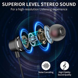 JAKPAK Bluetooth Headphones for iPhone 14 Pro Max, Bluetooth Earphone Neckband Wireless Headset Noise Cancelling Sport Headphones w/Mic Stereo Earphone for iPhone Samsung S22 Ultra A13 Moto G Stylus