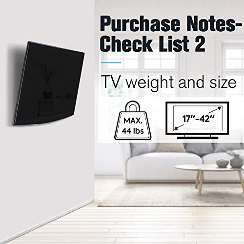 Mounting Dream TV Wall Mount for Most 17-42" TVs, Tilt TV Mount Bracket up to VESA 200 x 200mm and 44 LBS Loading, Fits for Single/ 8" Wood Studs, Low Profile and Space Saving MD2268-S