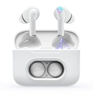 Pianogic A5 Wireless Earbuds with Pop Bubble, Bluetooth Headphones Noise Cancelling Ear Buds with USB-C Charging Case IPX6 Waterproof Long Playtime in-Ear Earphones with Mic for iPhone Android White