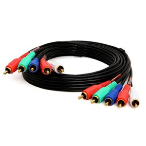 cmple 5-rca male to 5rca male rgb component audio video cable for hdtv – gold plated rca to rca – 6 feet, black