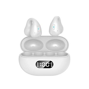 goawtfafs wireless ear clip bone conduction headphones bluetooth waterproof mini sports running earbuds (white, one size)