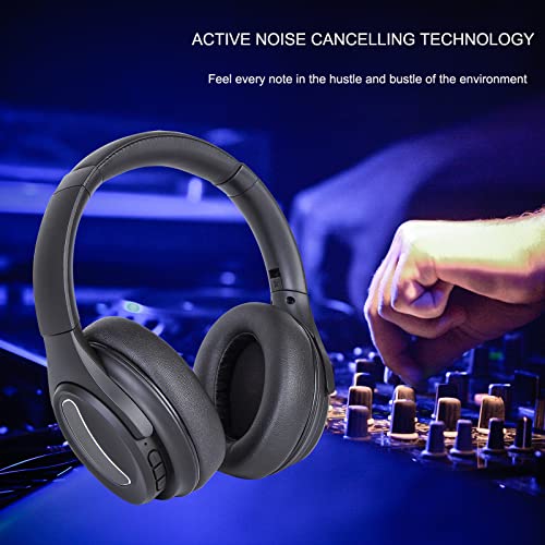 whitegoose Active Noise Cancelling Headphones,Bluetooth Headphones with Microphone,Wireless and Wired Over Ear Bluetooth Headphones,HiFi Sound,35H Music Time,Foldable,Black