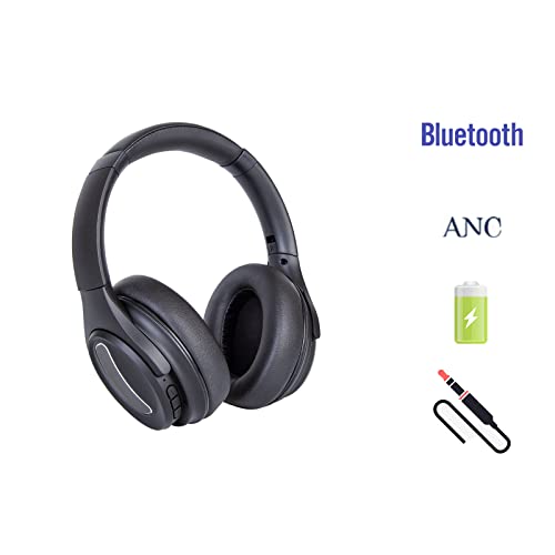 whitegoose Active Noise Cancelling Headphones,Bluetooth Headphones with Microphone,Wireless and Wired Over Ear Bluetooth Headphones,HiFi Sound,35H Music Time,Foldable,Black
