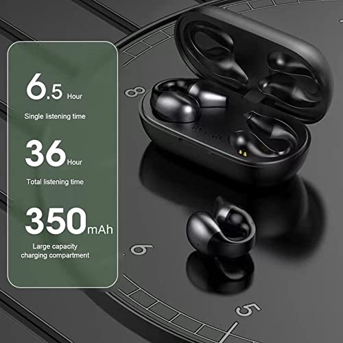 Bone buds Ear-Clip Bone Conduction Headphones Bluetooth 5.3, Painless Wireless Open Ear Clip on Headphone,Waterproof Mini Sport Running Earring Earphone, Noise Cancelling HiFi Quality Long Battery Lif