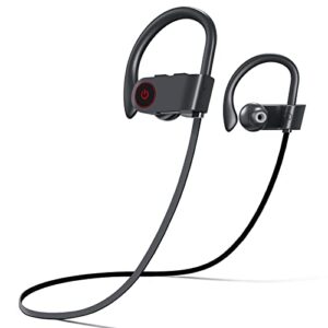 weltent bluetooth headphones, ipx7 waterproof wireless sport earbuds in-ear, hifi bass stereo running headphones with noise canceling mic for workout fitness gym, up to 10 hours playtime, blackgray