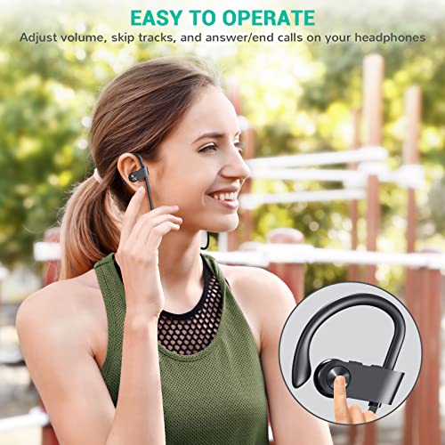 WELTENT Bluetooth Headphones, IPX7 Waterproof Wireless Sport Earbuds in-Ear, HiFi Bass Stereo Running Headphones with Noise Canceling Mic for Workout Fitness Gym, Up to 10 Hours Playtime, BlackGray