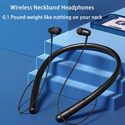yi-shaney Bluetooth 5.0 Wireless Neckband Headphones with 20 H Playtime, Built-in Mic Lightweight Magnetic Earbuds, Crystal-Clear Voice and Noise Cancelling Headset Sweatproof (Black)