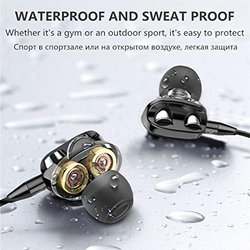 D-GROEE Earbuds Earphones, Wired Headphones in Ear, A4 Universal Wire Control Double Moving Coil Subwoofer Earphone in-Ear Earplugs Headset Blue