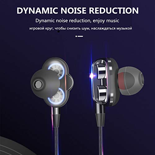 D-GROEE Earbuds Earphones, Wired Headphones in Ear, A4 Universal Wire Control Double Moving Coil Subwoofer Earphone in-Ear Earplugs Headset Blue