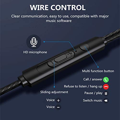 D-GROEE Earbuds Earphones, Wired Headphones in Ear, A4 Universal Wire Control Double Moving Coil Subwoofer Earphone in-Ear Earplugs Headset Blue