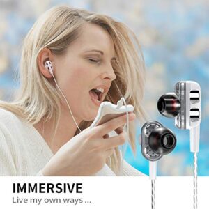 D-GROEE Earbuds Earphones, Wired Headphones in Ear, A4 Universal Wire Control Double Moving Coil Subwoofer Earphone in-Ear Earplugs Headset Blue