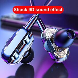 D-GROEE Earbuds Earphones, Wired Headphones in Ear, A4 Universal Wire Control Double Moving Coil Subwoofer Earphone in-Ear Earplugs Headset Blue