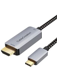 cablecreation usb c to hdmi cable 6ft with hdr 4k@60hz, 2k@144hz, 2k@120hz, usb type c to hdmi cable thunderbolt 3 compatible for macbook pro/air, imac, ipad pro 2020, galaxy s20 s10/note 10