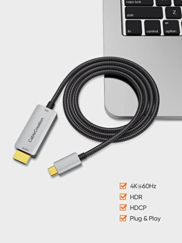 CableCreation USB C to HDMI Cable 6FT with HDR 4K@60Hz, 2K@144Hz, 2K@120Hz, USB Type C to HDMI Cable Thunderbolt 3 Compatible for MacBook Pro/Air, iMac, iPad Pro 2020, Galaxy S20 S10/Note 10