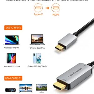 CableCreation USB C to HDMI Cable 6FT with HDR 4K@60Hz, 2K@144Hz, 2K@120Hz, USB Type C to HDMI Cable Thunderbolt 3 Compatible for MacBook Pro/Air, iMac, iPad Pro 2020, Galaxy S20 S10/Note 10