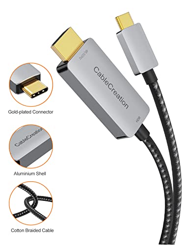 CableCreation USB C to HDMI Cable 6FT with HDR 4K@60Hz, 2K@144Hz, 2K@120Hz, USB Type C to HDMI Cable Thunderbolt 3 Compatible for MacBook Pro/Air, iMac, iPad Pro 2020, Galaxy S20 S10/Note 10