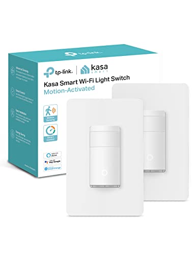 Kasa Smart Motion Sensor Switch, Single Pole, Needs Neutral Wire, 2.4GHz Wi-Fi Light Switch, Works with Alexa & Google Assistant, UL Certified, No Hub Required(KS200MP2),White,2-Pack