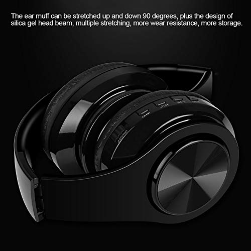 Bluetooth Headphones, Over Ear Wireless Bluetooth 5.0 Foldable Hi-Fi Stereo Bass Headphones with Microphone Gaming Headsets for Cell Phones, TV, PC and Traveling.(Black)