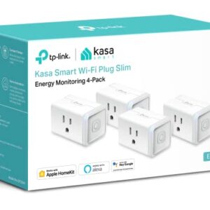 Kasa Smart Plug Mini 15A, Apple HomeKit Supported, Smart Outlet Works with Siri, Alexa & Google Home, No Hub Required, UL Certified, App Control, Scheduling, Timer, 2.4G WiFi Only, 4-Pack (EP25P4)