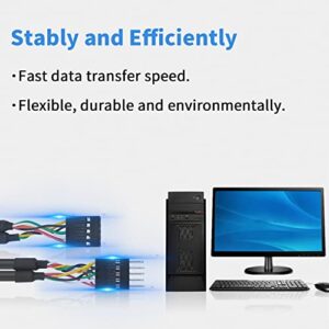 Duttek USB Header Extension Cable, USB Motherboard Cable, USB Header 10 Pin Male to Female Header Extender Extension Dupont Jumper Wires Cable 1M/3.3Ft