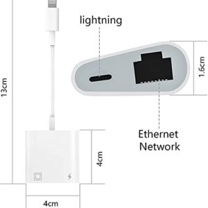 [Apple MFi Certified] Lightning to Ethernet Adapter, 2 in 1 RJ45 Ethernet LAN Network Adapter for iPhone/iPad/iPod, iPhone Ethernet Adapter with Charge Port, 10/100Mbps High Speed, Plug and Play