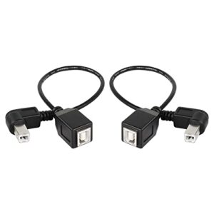 sinloon usb 2.0 type-b printer cable, (2-pack) usb 2.0 b female to left angle+right angle b male printer short extension cable,for printer, scanner, mobile hdd and more (l-r)