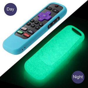 [Nightglow Blue] Case for Roku Express Remote, Akwox Light Weight [Anti Slip] Shock Proof Silicone Cover for Roku Express/Roku Premiere RC68/RC69/RC108/RC112 Standard IR Remote [Lanyard Included]