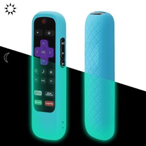 [Nightglow Blue] Case for Roku Express Remote, Akwox Light Weight [Anti Slip] Shock Proof Silicone Cover for Roku Express/Roku Premiere RC68/RC69/RC108/RC112 Standard IR Remote [Lanyard Included]
