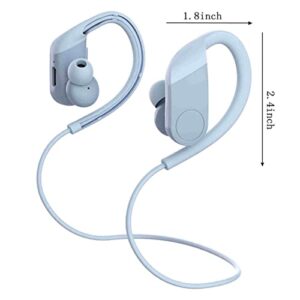 Bluetooth Bone Conduction Headphones, Bluetooth-Compatible Long Standby Stereo Wire Hanging-Ear Earphone for Sports, with Deep Bass Stereophones (Light Blue)