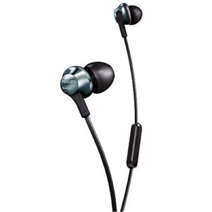 philips audio pro6105 wired earbuds, headphone with mic, hi-res audio, lightweight, comfortable fit – black (pro6105bk/00)