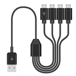 duttek micro usb multi charging cable 1.5ft, micro usb splitter cable, usb2.0 type a male to four micro usb multi charging cable support data sync and charging (black)