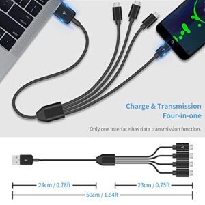 Duttek Micro USB Multi Charging Cable 1.5FT, Micro USB Splitter Cable, USB2.0 Type A Male to Four Micro USB Multi Charging Cable Support Data Sync and Charging (Black)