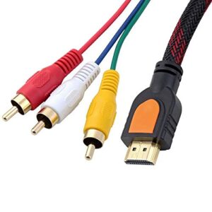 HDMI Male to 3 RCA Male 1080P Video Audio AV Adapter Cable,HDMI Converts to Composite S-Video RCA Plugs Adapter Cord for TV HDTV DVD