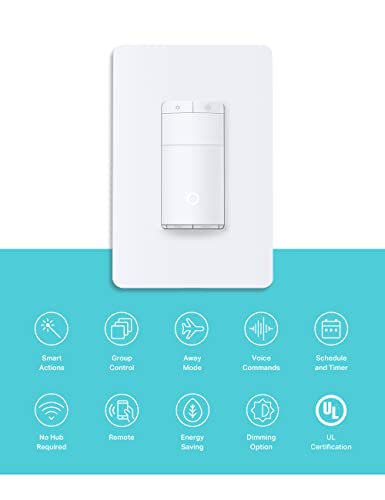 Kasa Smart Motion Sensor Switch, Dimmer Light Switch, Single Pole, Needs Neutral Wire, 2.4GHz Wi-Fi, Compatible with Alexa & Google Assistant, UL Certified, No Hub Required(ES20MP2) White 2-Pack