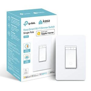 kasa apple homekit smart dimmer switch ks220, single pole, neutral wire required, 2.4ghz wi-fi light switch works with siri, alexa and google home, ul certified, no hub required, white