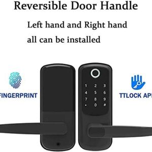 Alexa Door Locks for Front Door, Gimkok 6-in-1 Keyless Front Door Lock Alexa with Reversible Handle for Home, Office, Voice Control, Use APP, IC Card, Anti-peep Code Door Lock Handle (Black)