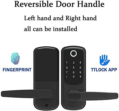 Alexa Door Locks for Front Door, Gimkok 6-in-1 Keyless Front Door Lock Alexa with Reversible Handle for Home, Office, Voice Control, Use APP, IC Card, Anti-peep Code Door Lock Handle (Black)