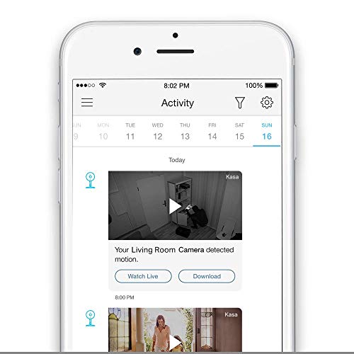 Kasa Indoor Camera by TP-Link, Rolling 2-day video history for 2-Yr Free, 1080P w/ Night Vision, 2-Way Audio, Motion Detection for Pet Baby Monitor, Works with Alexa & Google Home (KC120)