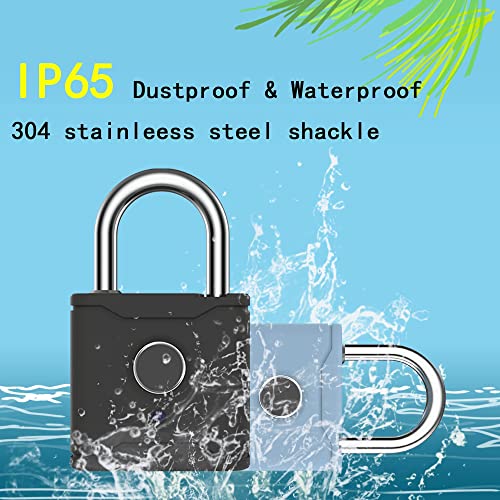 Fingerprint Padlock, Bluetooth Lock, Mobile APP, Smart Padlock, Water Resistant, USB Rechargeable,Suitable for Gym,Outdoor,Warehouse, Sports,Suitcase, Bike, School, Fence and Storage