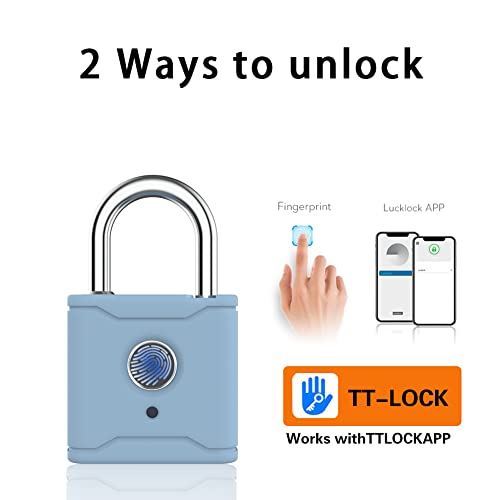 Fingerprint Padlock, Bluetooth Lock, Mobile APP, Smart Padlock, Water Resistant, USB Rechargeable,Suitable for Gym,Outdoor,Warehouse, Sports,Suitcase, Bike, School, Fence and Storage