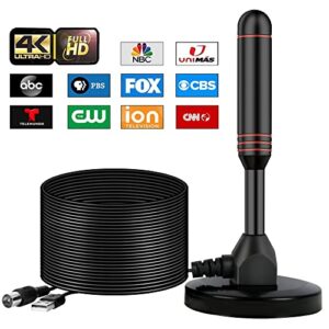 TV Antenna for Smart TV Indoor Digital Antenna with 2 Amplifier Signal Booster, 16.5ft Cable,Strong Magnetic Base, 1 Replaceable Antenna Heads HDTV Antenna- Support 4K 1080P TV