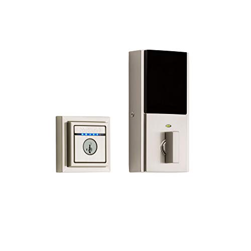 Kwikset 99250-206 Kevo Contemporary Touch-to-Open Bluetooth Smart Square Door Lock Deadbolt Featuring SmartKey Security, Satin Nickel