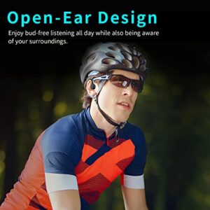 Bone Conduction Headphones Bluetooth,Wireless Open-Ear Headphones Built-in Noise-canceling Mic,Sweatproof Bluetooth 5.0 Sport Headset for Running, Bicycling, Hiking, Yoga -Black