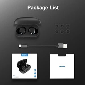 Tecno Wireless Bluetooth Earbuds with Microphone, CVC 8.0 Noise Cancelling Earbuds Wireless Bluetooth, Aptx Low Latency Earbuds Built in Mic, Waterproof Bluetooth Headphones Touch Control, BDE01