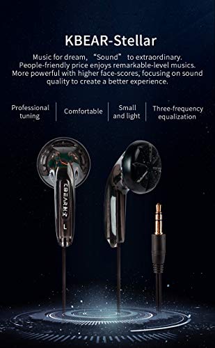 Kinboofi KBEAR Stellar Earphones Wired Earphone, HiFi Stereo Headphones with 1 Dynamic Driver, HiFi Entry Level Headsets (with Mic, Black, 5 Pairs)…