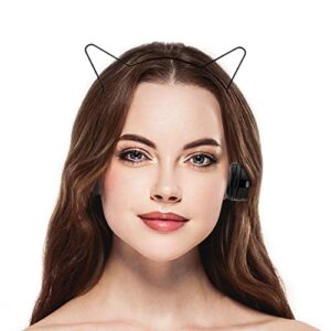 Lux Accessories Black Cat Ear Headphones Wire Frame Headset w Microphone